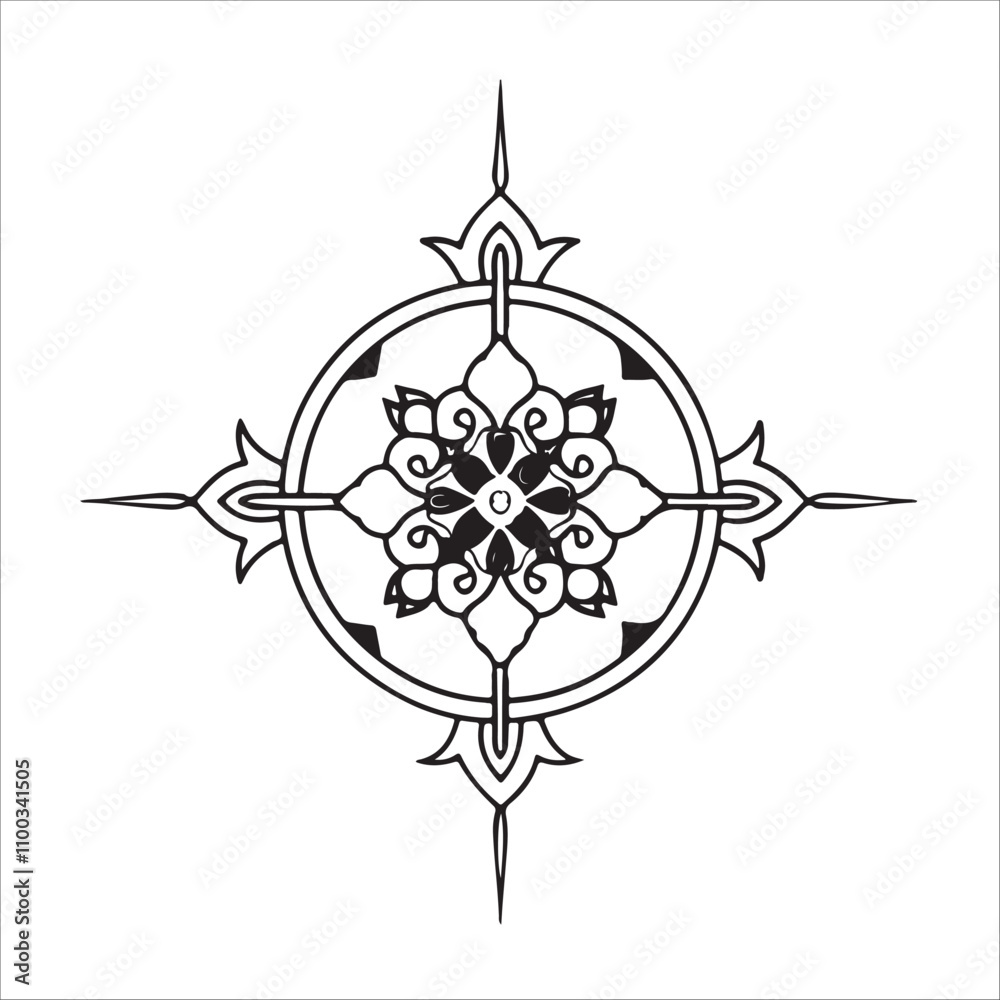Fototapeta premium Mandala. silhouette vector with white background mandala