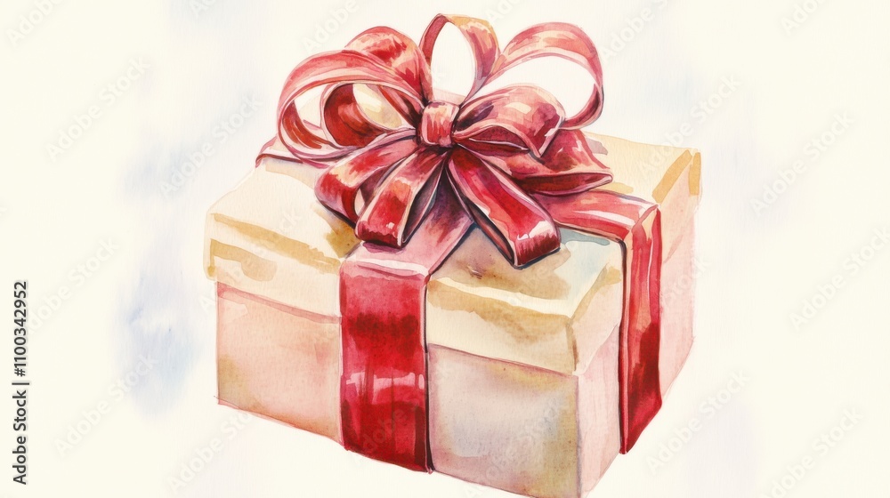 Fototapeta premium Gift box with a red ribbon sits elegantly on a soft background showcasing celebration and joy during a festive occasion