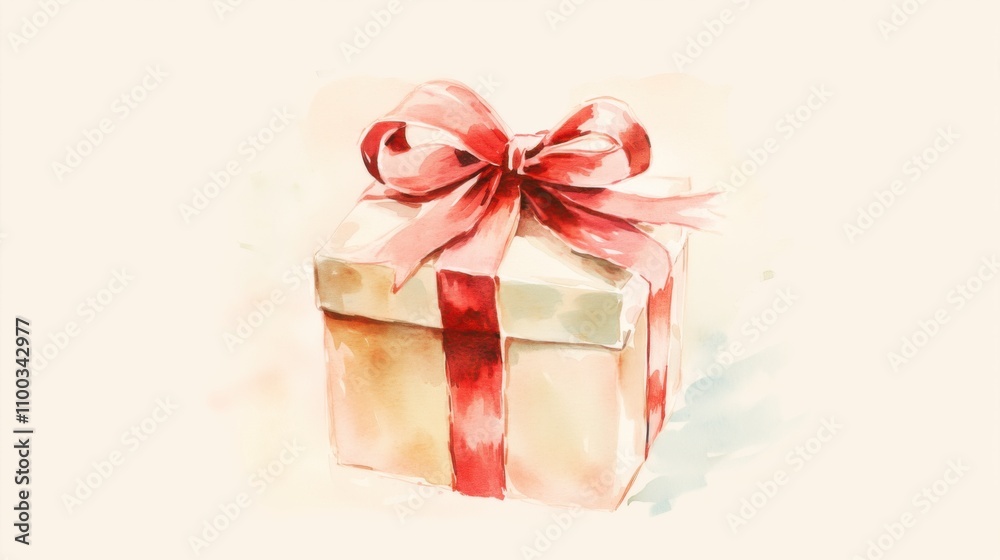 Fototapeta premium Colorful gift box with a red ribbon on a soft background ready for a special occasion celebration