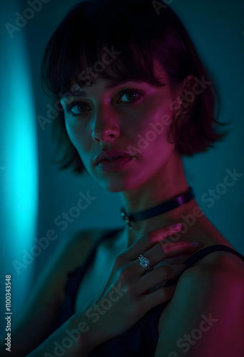 model with slender fingers wearing a radiant-cut diamond ring - aesthetic photo v2