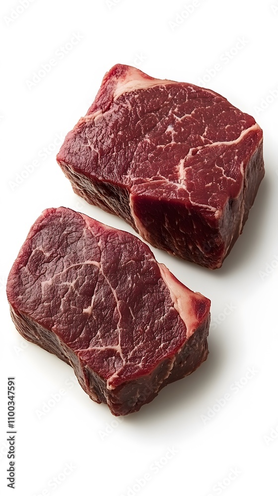 Fototapeta premium Food, Roast Beef, on White Background, Photo Realistic, Wallpaper, Cover and Screen for Smartphone, PC, Laptop, 9:16 and 16:9 Format
