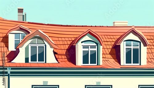 Charming rooftop design showcasing unique architectural features in bright sunlight