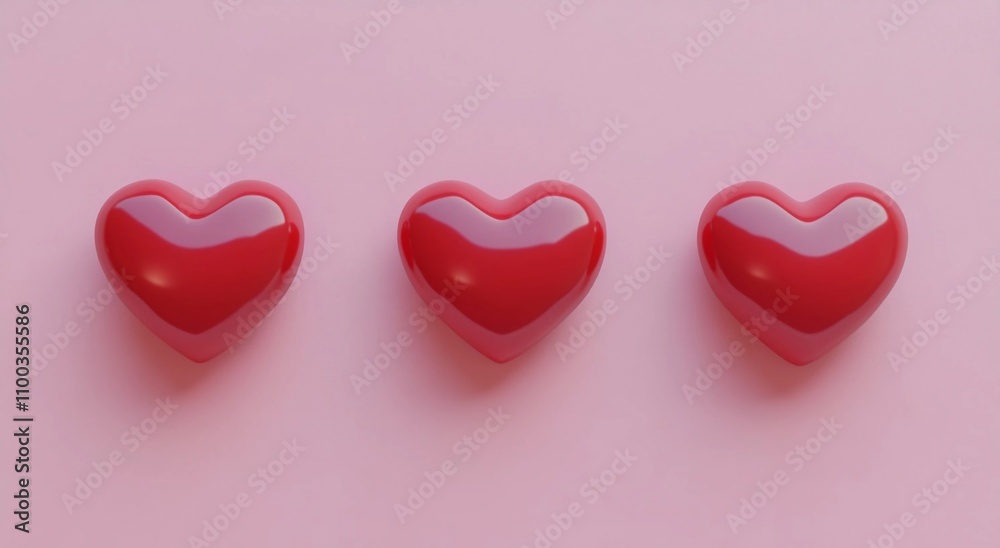 Fototapeta premium Valentine's Day Cover. Bright vertical card with shiny red glass hearts. Love and passion. The concept of romance. Artificial intelligence.