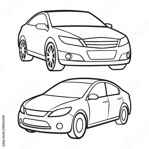 Car outline set vector illustration