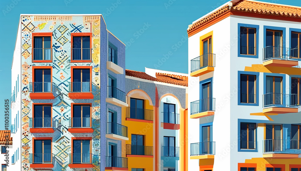 Obraz premium Colorful buildings showcasing unique architectural designs in a vibrant urban setting