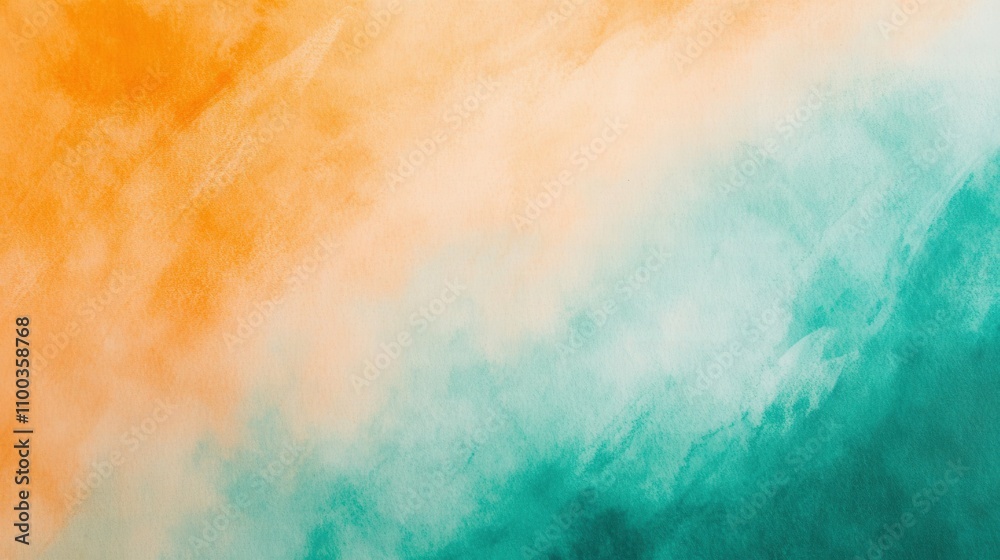 Fototapeta premium Soft orange and teal bokeh with watercolor texture, bright glow and subtle softness, light and airy minimal design,