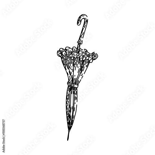 retro umbrella hand drawn. classic antique, old fashioned, nostalgic heritage retro umbrella vector sketch. isolated black illustration
