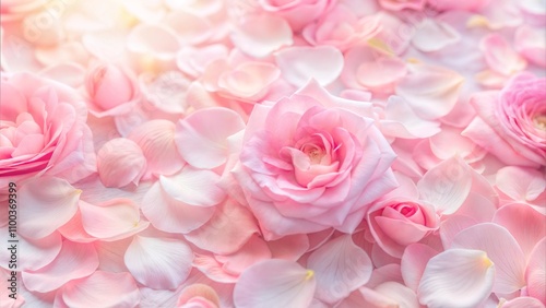 Pink roses on a bed of petals for Valentine’s Day