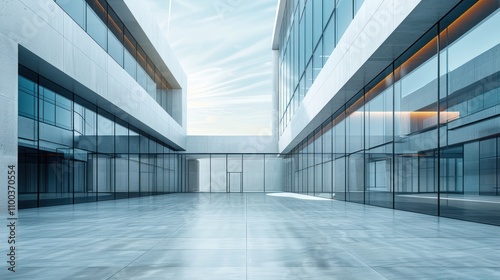 Wallpaper Mural Modern glass and concrete office building courtyard. Torontodigital.ca