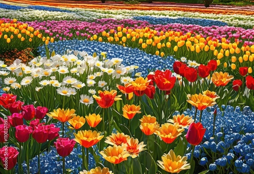 stunning garden beds filled lush seasonal blooms showcasing vibrant display colorful flowers foliage create captivating outdoor experience, spring, summer