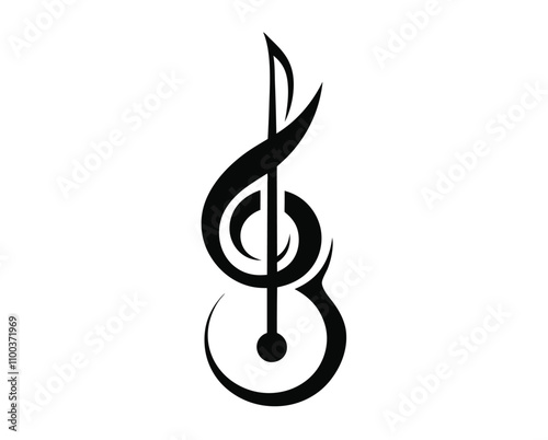 Tribal Treble Clef Music Logo