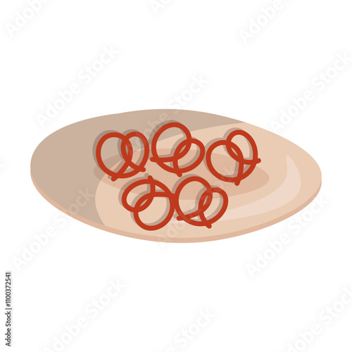 Pretzel on plate top view. Food for Oktoberfest celebration in Germany