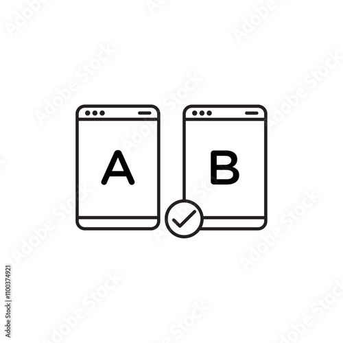 A B testing icon Isolated flat vector in outline
