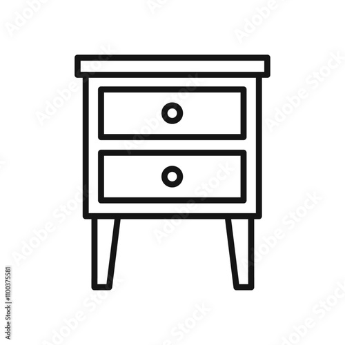 Bedside table icon Isolated flat vector in outline