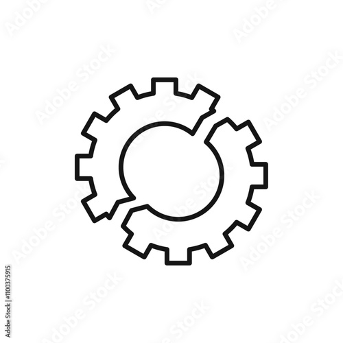 Broken gear icon Isolated flat vector in outline