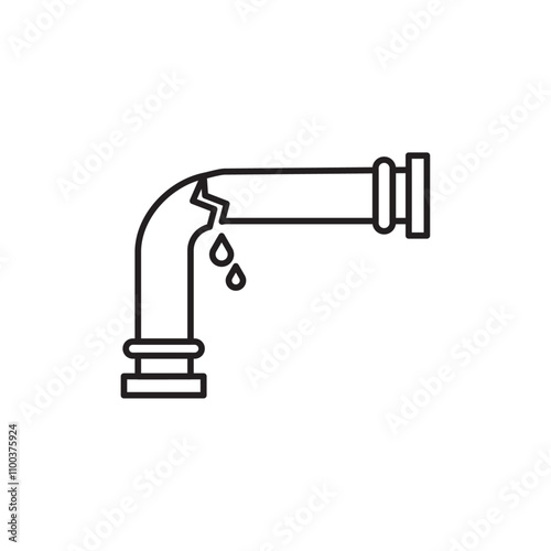 Broken pipe icon Isolated flat vector in outline