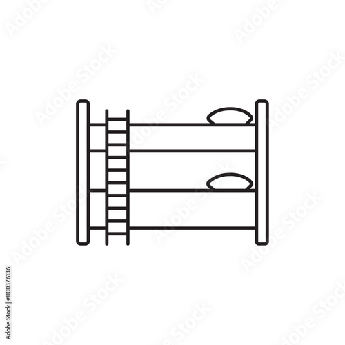 Bunk bed icon Isolated flat vector in outline