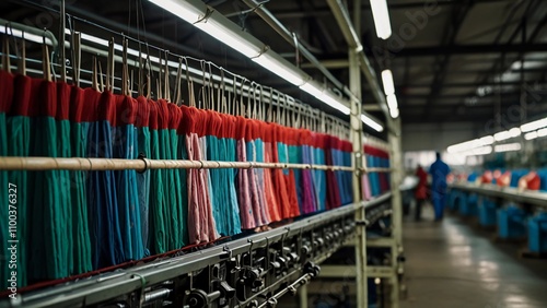 Textile Factory with Looms Weaving Colorful Fabrics:**Digital Artwork series 05
 photo