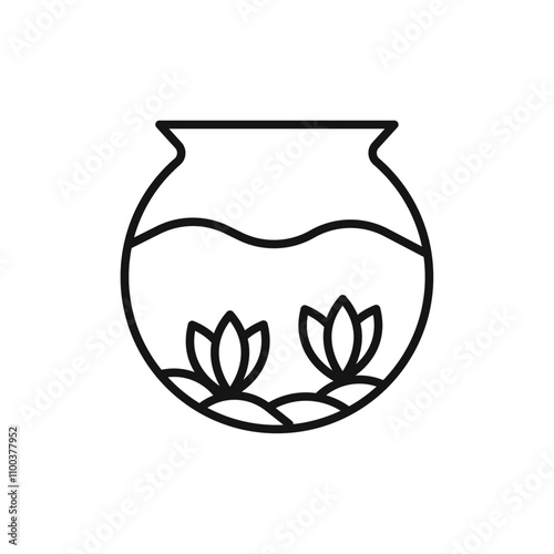 Fish bowl icon Isolated flat vector in outline