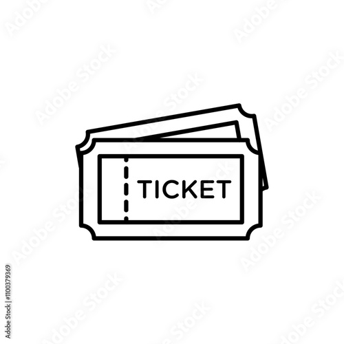 Movie ticket icon Isolated flat vector in outline