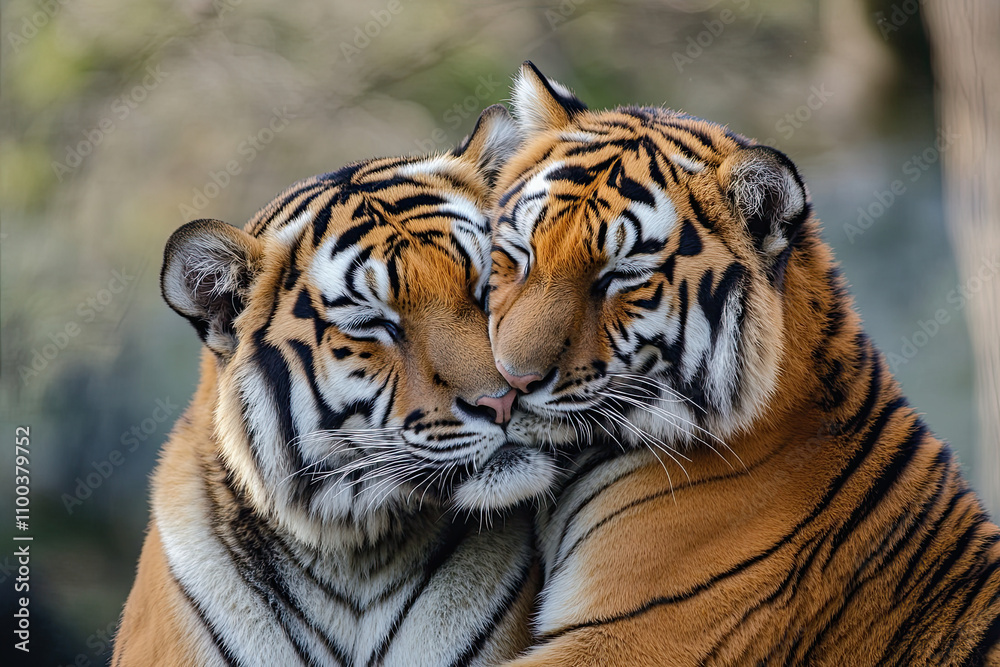 Obraz premium Wild animals displaying affectionate behaviors