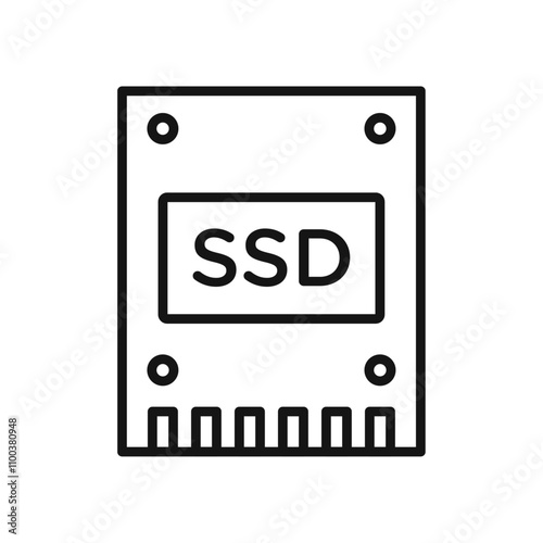 SSD drive icon Isolated flat vector in outline