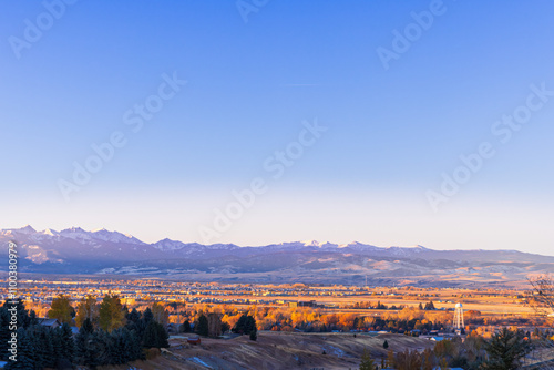 Panorama view of Bozeman, Montana in Autumn