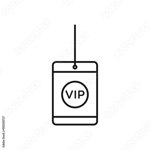 VIP neck tag icon Isolated flat vector in outline