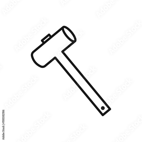 Wooden mallet icon Isolated flat vector in outline