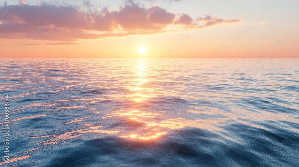 Fototapeta premium Serene Sunset Over Calm Ocean Waters