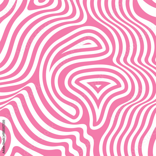 Background Hypnotic Illusion with Liquid Black and White Color. Optical Psychedelic Swirl with Monochrome Fluid Flow. Abstract Design Op Hypnosis. Vector Illustration.