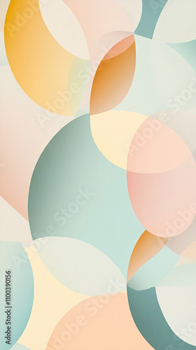 Colorful abstract shapes blend harmoniously, creating a soft and calming visual experience with pastel tones and smooth curves