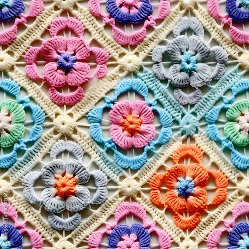 Seamless granny squares crochet pattern