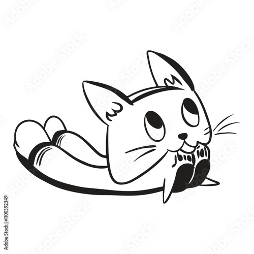 Panic and suprised cat vector illustration doodle line art