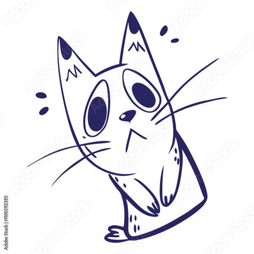 Panic and suprised cat vector illustration doodle line art