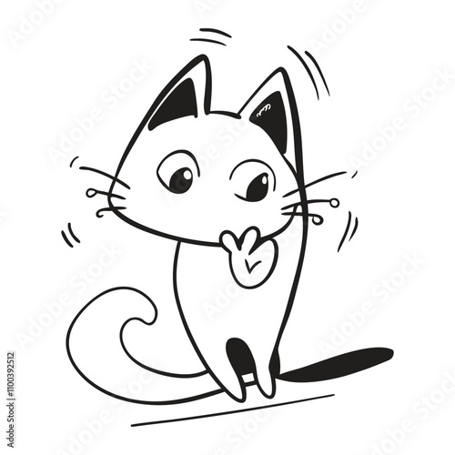 Panic and suprised cat vector illustration doodle line art