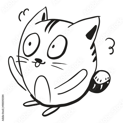 Panic and suprised cat vector illustration doodle line art