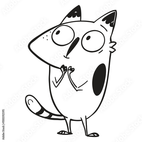 Panic and suprised cat vector illustration doodle line art