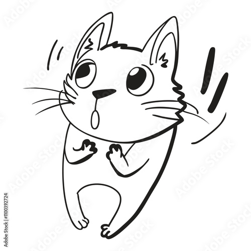 Panic and suprised cat vector illustration doodle line art