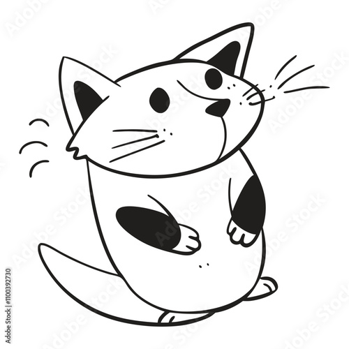 Panic and suprised cat vector illustration doodle line art