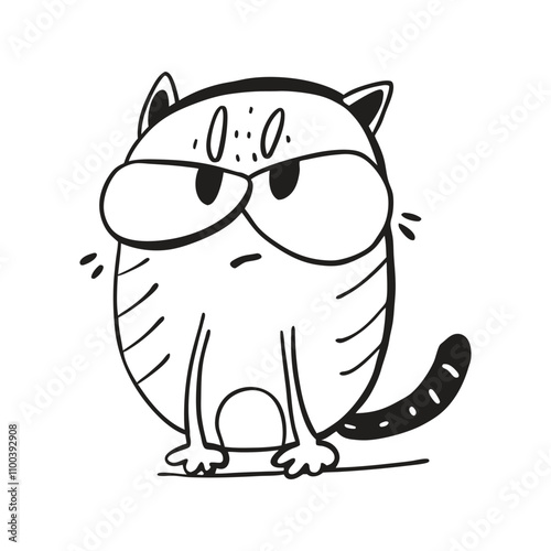 Panic and suprised cat vector illustration doodle line art
