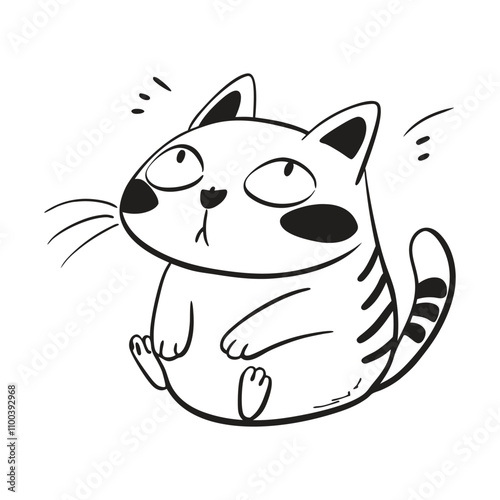 Panic and suprised cat vector illustration doodle line art