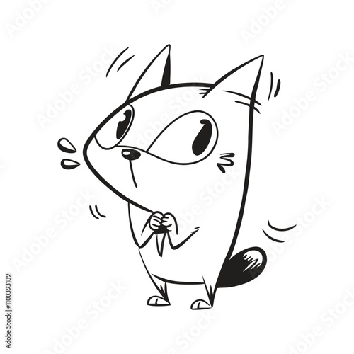 Panic and suprised cat vector illustration doodle line art