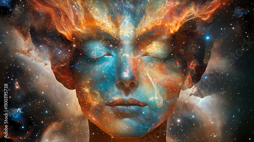 A high-resolution photo of an abstract, psychedelic representation of the pineal gland set in a fantastical space environment. Psychedelic. Illustration photo