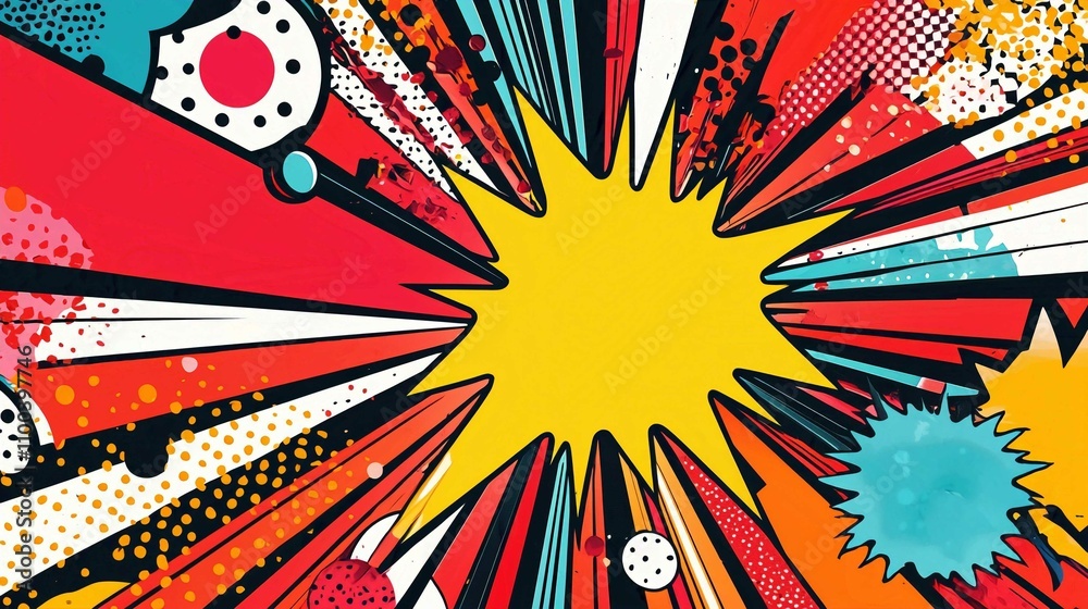 Fototapeta premium Vibrant Summer Sunburst Floral Pattern Vector Illustration Design