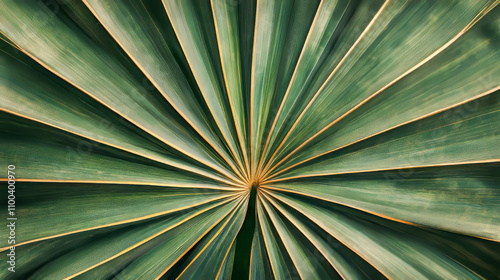 Close-up of green agave plant symmetrical leaf pattern photo