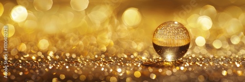 Close-up of a golden orb on a sparkling bokeh background, creating a festive and luxurious atmosphere
Concept: golden elegance, festive decoration, luxury background, sparkling bokeh, magical celebrat