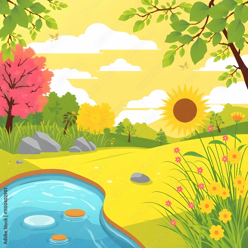Vector summer nature background Vector summer nature background