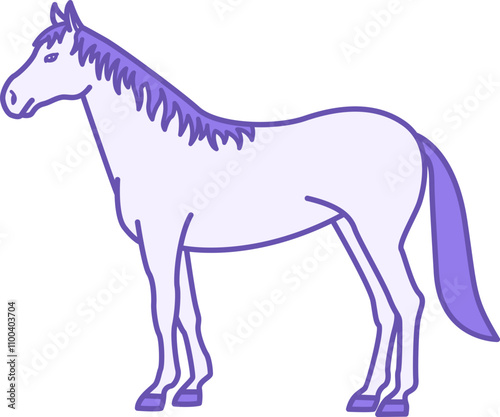 Colored Horse Icon. Vector Illustration. Graceful Horse with Mane, Hooves, and Tail. Domestic Animals Concept