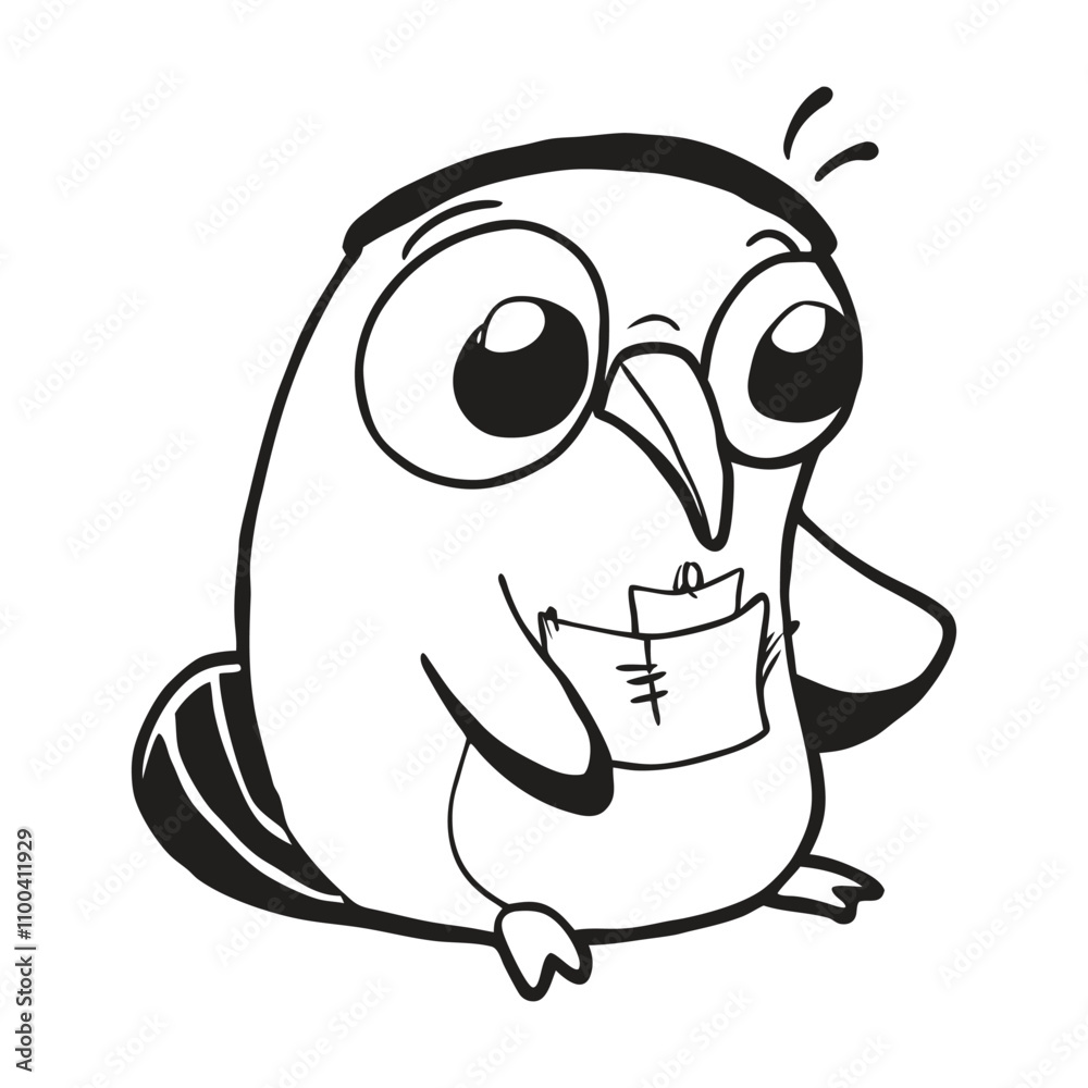 Fototapeta premium Funny and cute penguin doodle art